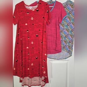 LOT LLR Carly Red Geometric Dress M plus One M Item and One Sz 14 Item 3for1